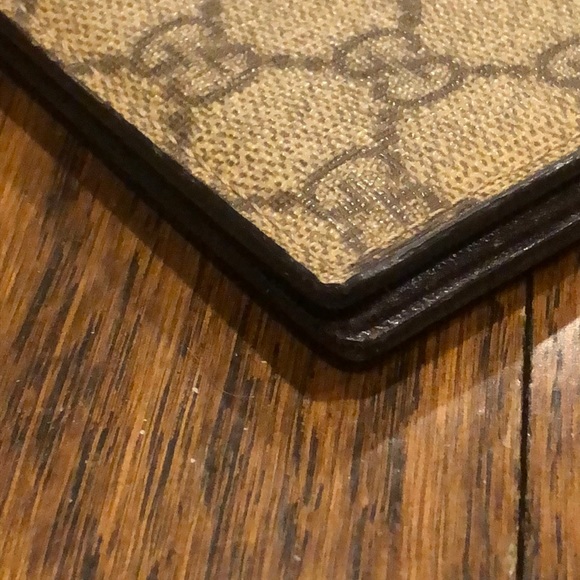 M GUCCI GG Brown Leather Coated Canvas Monogram Bifold Wallet - Picture 11 of 16